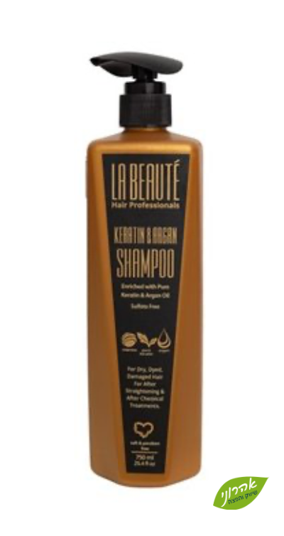 LA BEAUTE שמפו אינטנסיב קרטין טהור ושמן ארגן לשיער עבה, יבש, צבוע ולאחר החלקה 750 מ