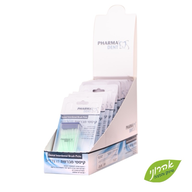 PHARMA DENT קיסמי מברשת דו צדדיים בטעם מנטה 100 יח'
