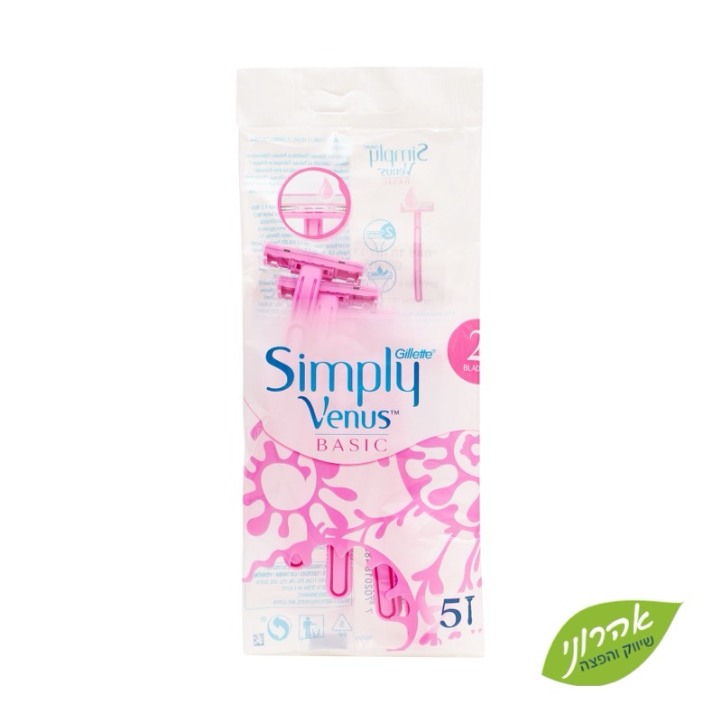 VENUS SIMPLY בייסיק סכיני גילוח חד פעמי 5 יח'